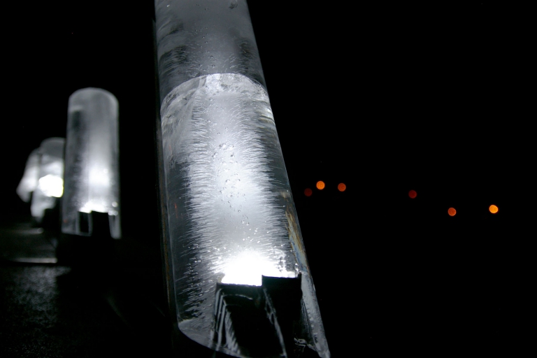 Physics-inspired Light-based ice sculpture at Hampshire College by Sarah Tundermann