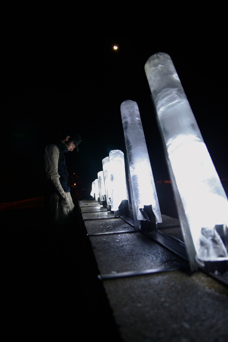 Physics-inspired Light-based ice sculpture at Hampshire College by Sarah Tundermann